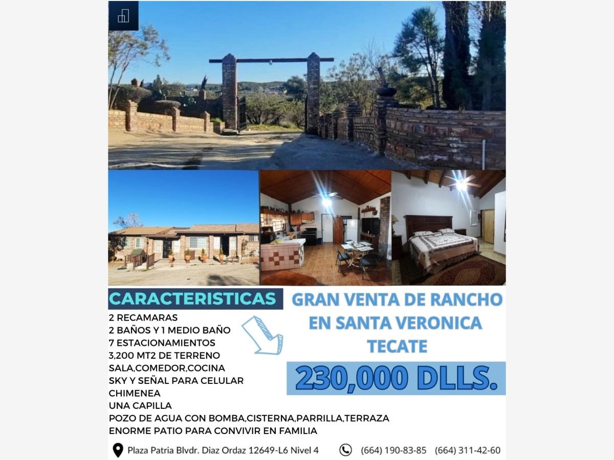 Foto 0 de Finca-Rancho en venta en Santa Verónica, Tecate, Baja California | ID mx23-ps9395 | Nocnok