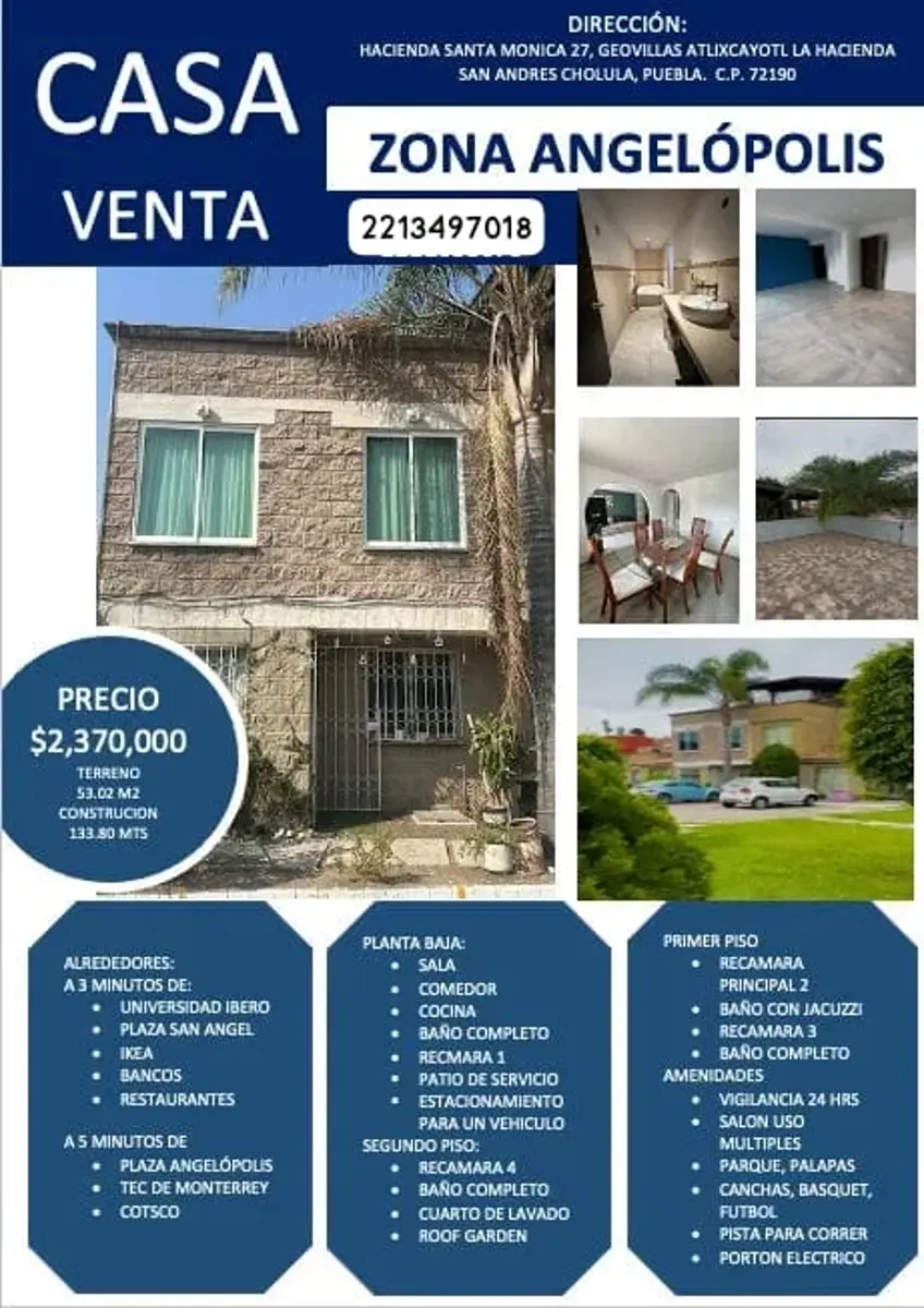 Foto 0 de Casa en venta en Geovillas Atlixcayotl la Hacienda, San Andrés Cholula, Puebla | ID mx24-ed1532 | Nocnok