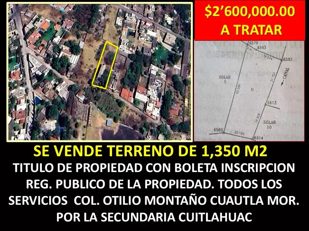 Foto 0 de EXCELENTE OPORTUNIDAD! Terreno en venta en Otilio Montaño, Cuautla, Morelos | ID mx25-vm10096 | Nocnok