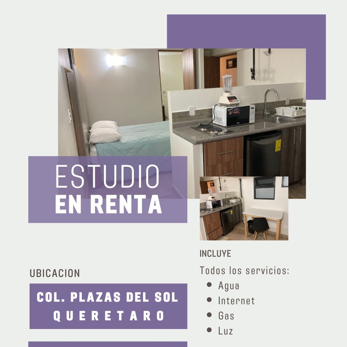 Foto 0 de Renta de loft amueblado servicios incluidos zona centrica Queretaro | ID mx25-ww10057 | Nocnok