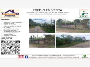 Terreno en venta en Quintin Arauz, Paraíso, Tabasco
