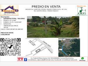 Terreno en venta en Quintin Arauz, Paraíso, Tabasco