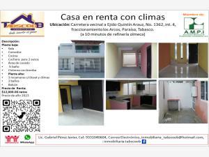 Casa en renta en Quintin Arauz, Paraíso, Tabasco
