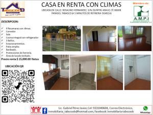 Casa en renta en Quintin Arauz, Paraíso, Tabasco