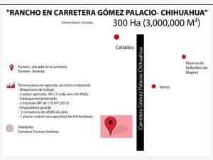 RANCHO EN VENTA EN CARRETERA GOMEZ PALACIO-CHIHUAHUA