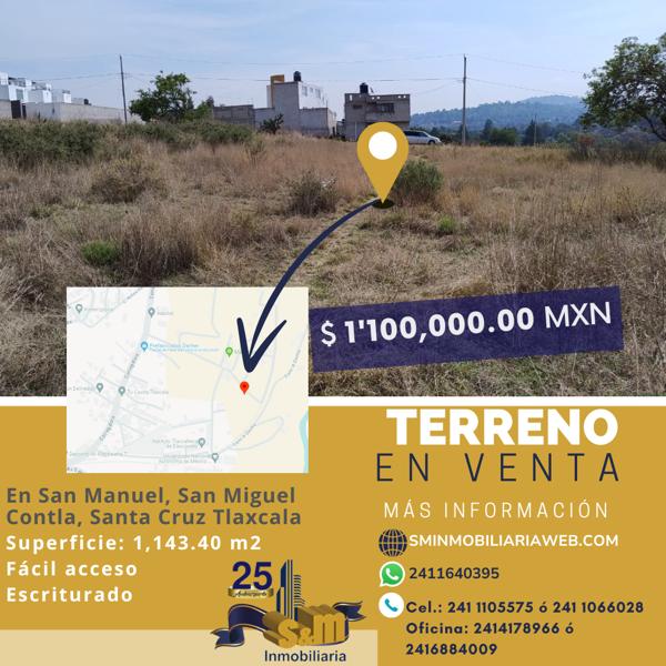 Terreno en venta en San Miguel Contla, Santa Cruz Tlaxcala, Tlaxcala