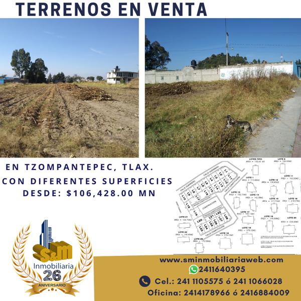 Terreno en venta en San Salvador Tzompantepec, Tzompantepec, Tlaxcala