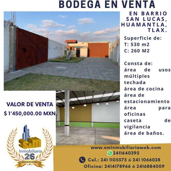 Bodega en venta en San Lucas, Huamantla, Tlaxcala