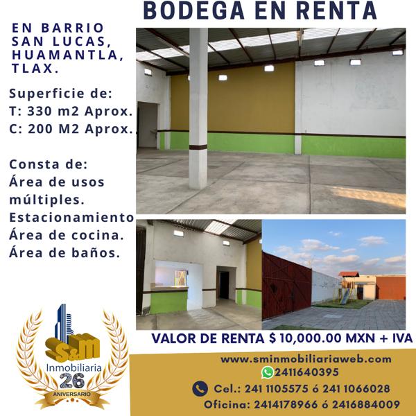 Bodega en renta en San Lucas, Huamantla, Tlaxcala