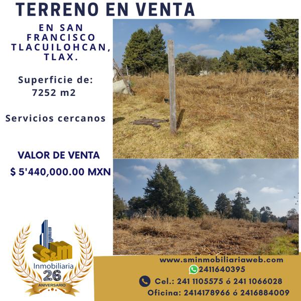 Terreno en venta en San Francisco Tlacuilohcan, Yauhquemehcan, Tlaxcala