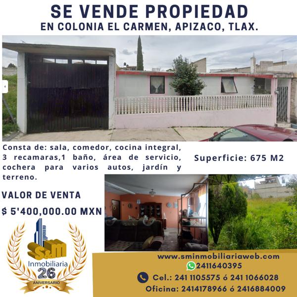 Casa en venta en El Carmen, Apizaco, Tlaxcala