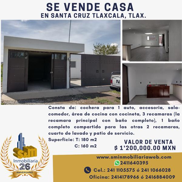 Casa en venta en San Miguel Contla, Santa Cruz Tlaxcala, Tlaxcala