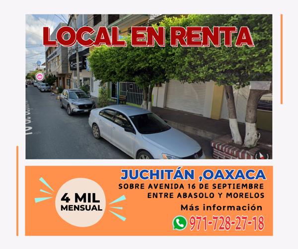 Local en renta en Juchitán Centro, Juchitán de Zaragoza, Oaxaca