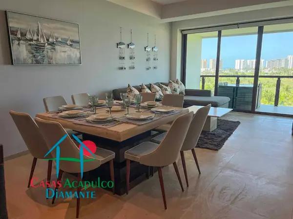 Departamento en edificio de playa con terraza y vista a las áreas comunes