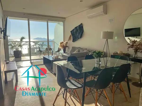 Departamento en renta vacacional en Acapulco Dorado con terraza y vista al mar