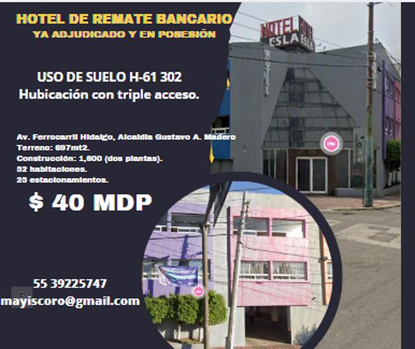 Hotel de 52 Habitaciones en Venta en Tres Estrellas, Gustavo A. Madero, Ciudad de México