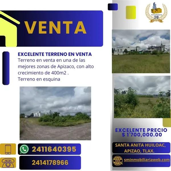 Terreno en venta en Santa Anita Huiloac, Apizaco, Tlaxcala