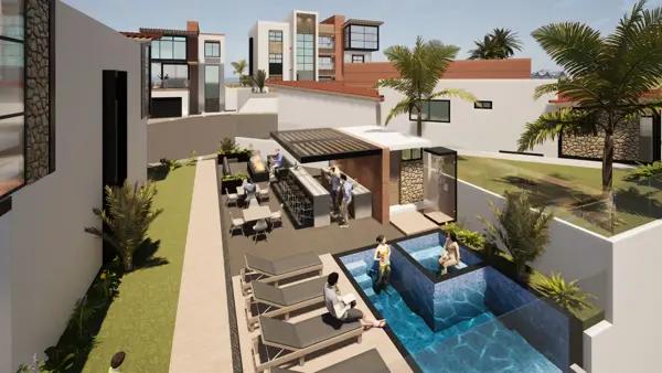 Exclusivo condominio en Rosarito con vistas impresionantes al mar.