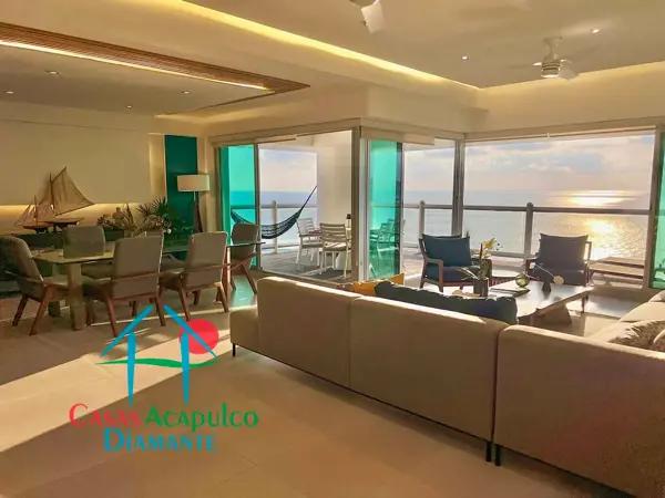 Exclusivo departamento de playa  en renta vacacional con terraza y vista al mar