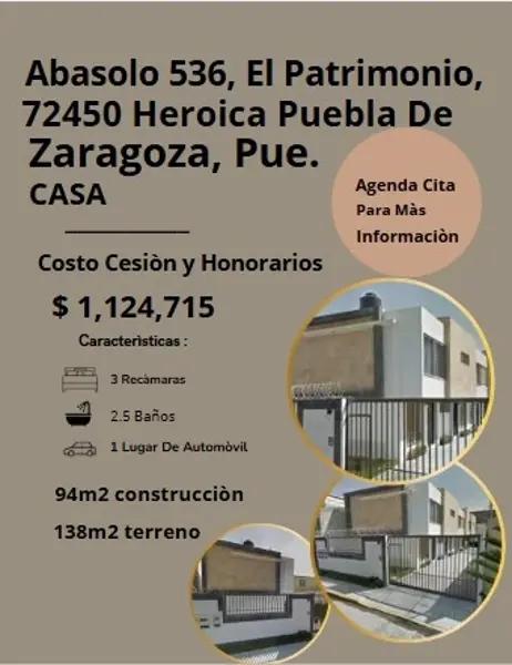 CASA CONDOMINIO EN ABASOLO PUEBLA