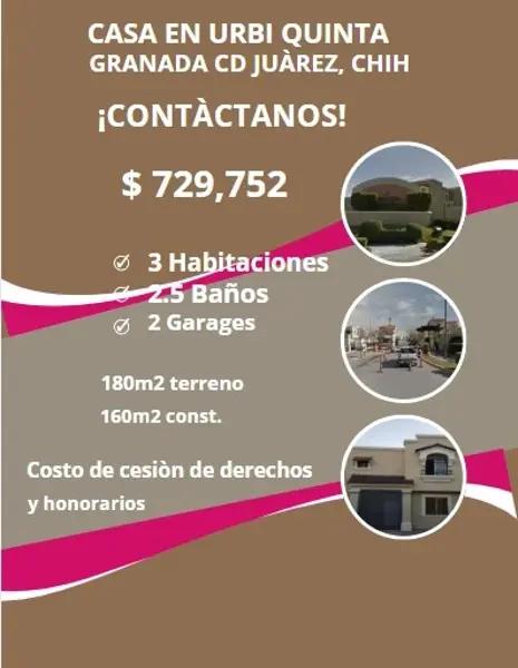 CASA EN FRACC.URBIQUINTA CD.JUÀREZ CHIHUAHUA
