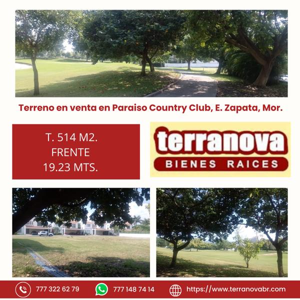 Terreno con 514 m² superficie de terreno en venta, Paraíso Country Club