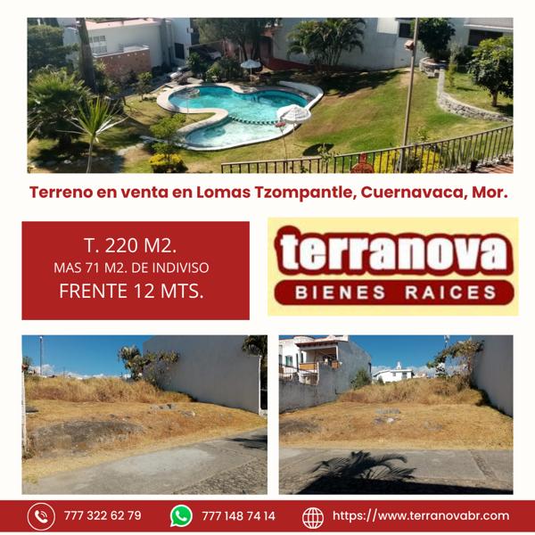 Terreno de 291 m² en venta, Loma del Tzompantle, Cuernavaca, Morelos