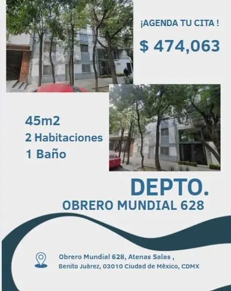 DEPARTAMENTO EN CALZ.OBRERO MUNDIAL BENITO JUÀREZ