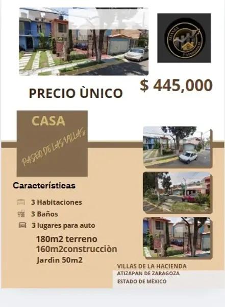 CASA EN VILLAS DE LA HACIENDA ATIZAPAN DE ZARAGOZA CASA EN VILLAS DE LA HACIENDA ATIZAPAN DE ZARAGOZA