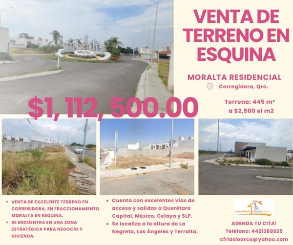 Terreno en venta en Moralta Residencial, Corregidora, Querétaro
