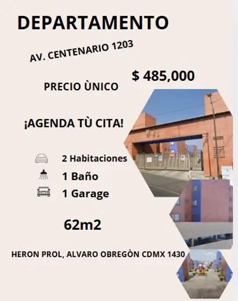 DEPARTAMENTO EN AV. CENTENARIO HERON PROAL ALVARO OBREGÒN