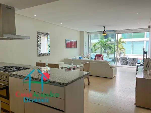 Departamento de playa con terraza y vista a las áreas comunes Departamento de playa con terraza y vista a las áreas comunes