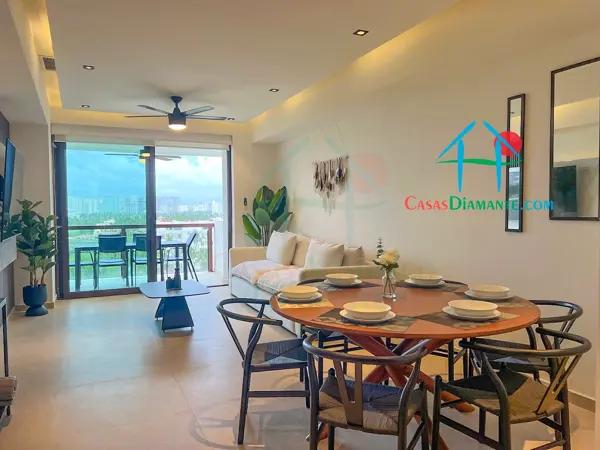 Departamento en renta vacacional, en Condominio de Playa, con terraza