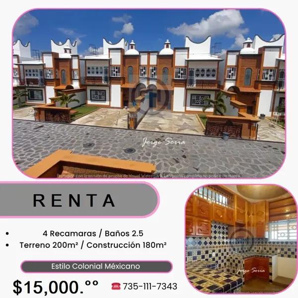 CASA EN  RENTA CUAUTLA MORELOS