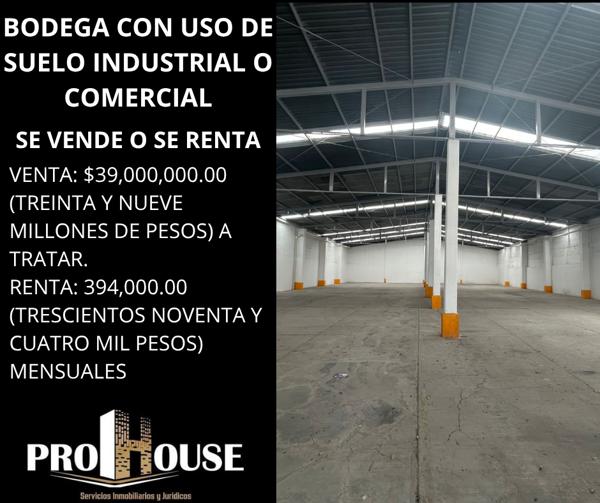 BODEGA CON USO DE SUELO COMERCIAL O INDUSTRIAL