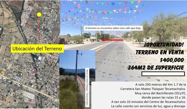 Terreno en Venta en San Mateo Tlaixpan, Tecamachalco, Puebla