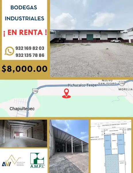 Bodega en renta en Morelia, Teapa, Tabasco