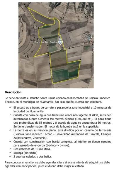 30 hectáreas con pozo con concesión vigente  de 180 mil m² hidrantes en Huamantla