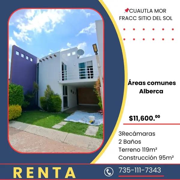 CASA EN RENTA CUATLA MORELOS