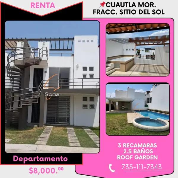 Departamento en renta
Fraccionamiento Sitio del Sol