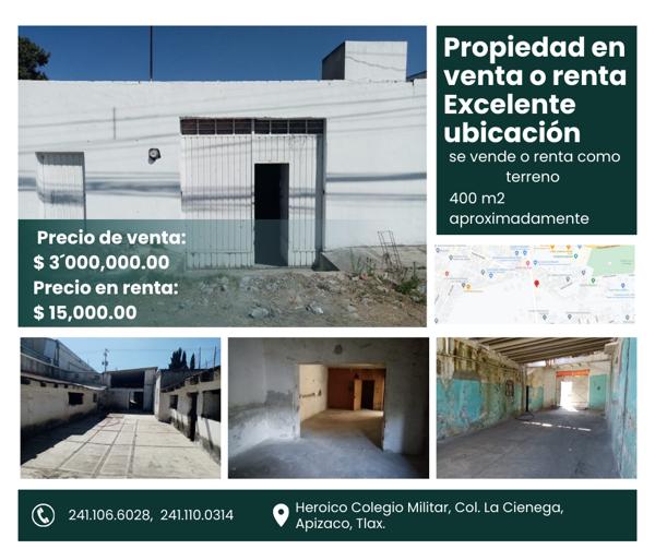 Terreno comercial en renta en La Cienega, Apizaco, Tlaxcala