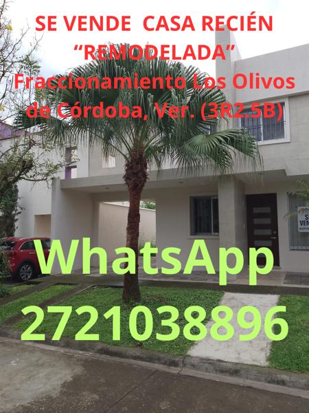 SE VENDE  $2990,000.00
CASA RECIÉN “REMODELADA”Fraccionamiento
 Los Olivos de Córdoba, Ver. (3R2.5B)