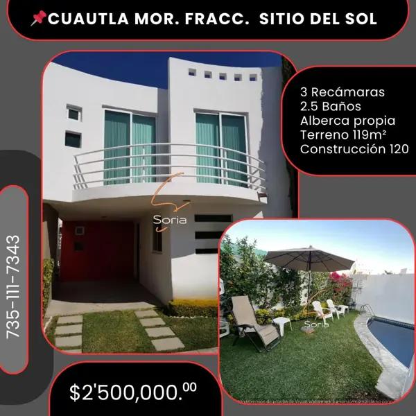 Casa en Cuautla Morelos Fraccionamiento Sitio del Sol