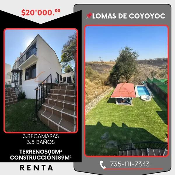 CASA EN RENTA LOMAS DE COCOYOC MORELOS