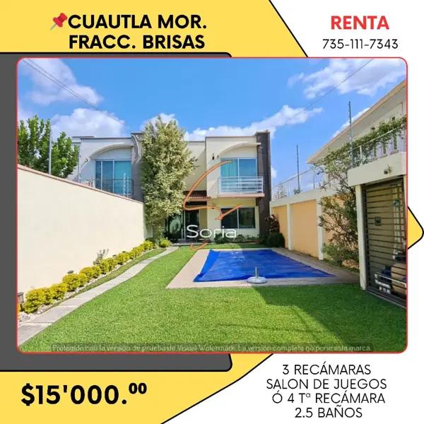 RENTA CASA EN CUAUTLA
FRACC. BRISAS DE CUAUTLA MORELOS RENTA CASA EN CUAUTLA
FRACC. BRISAS DE CUAUTLA MORELOS
