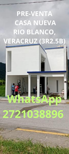 PRE-VENTA CASA NUEVA, EN RIO BLANCO, VERACRUZ (3R2.5B)
$2’450,000.00
