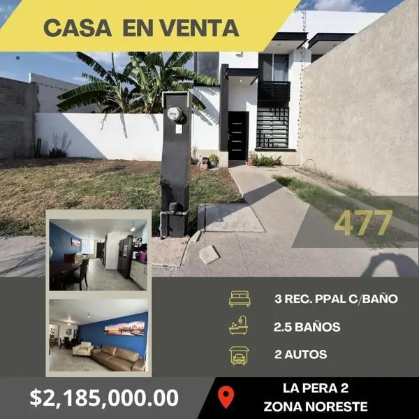 CASA EN VENTA EN FRACCIONAMIENTO LA PERA