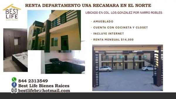 Departamento en renta en Los Gonzalez, Saltillo, Coahuila de Zaragoza Departamento en renta en Los Gonzalez, Saltillo, Coahuila de Zaragoza