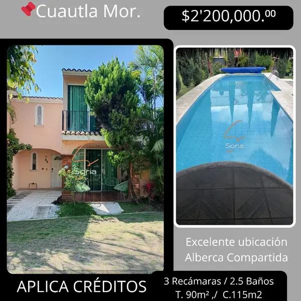 CASA EN CUAUTLA EN CONDOMINIO.
Residencial del Bosque.