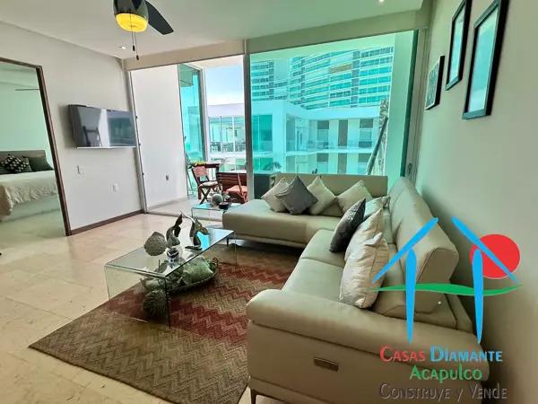 Departamento de playa con 3 recámaras y vista a las áreas comunes